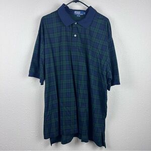 Polo by Ralph Lauren Men’s 100% Cotton Blue and Green Plaid Polo Shirt, 2XL Big